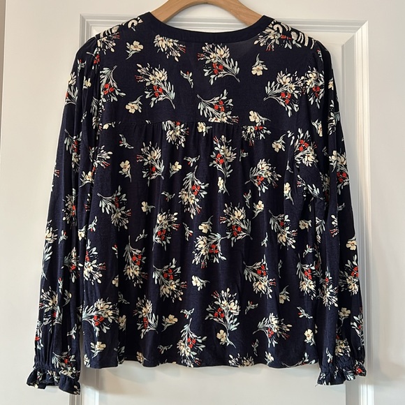 Anthropologie One September Floral Peasant Top Embroidery, Lace Up Neck Small - Picture 10 of 13